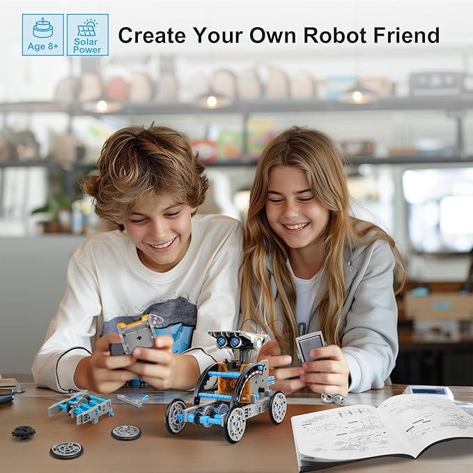 Sillbird STEM 12-in-1 Education Solar Robot Toys for Boys Ages 8-13, DIY Building Science Experiment Kit Birthday Gifts for Kids 8 9 10 11 12 13 Years Old, Solar Powered by The Sun