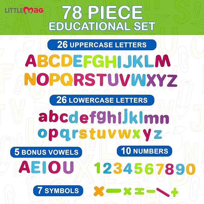 Magnetic Easel and Whiteboard for Kids – 4 Dry Erase Markers, 72 Magnet Numbers and Letters, and Bonus Carrying Bag – Table Top Educational Children’s Play Set