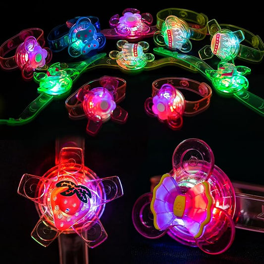 PROLOSO Light Up Bracelet LED Party Favors with Gyroscope Cheap Stocking Stuffers Toys for Kids Prizes Glow in The Dark Party Supplies Bulk (20 pcs)