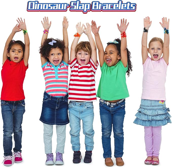 Dinosaur Slap Bracelets for Kids Party Favors-Dinosaur Theme Goodie Bag Stuffers(6pack) for Boys&Girls Dinosaur Theme Party Supplies Carnival Prizes Suit Classroom Exchanging Gifts