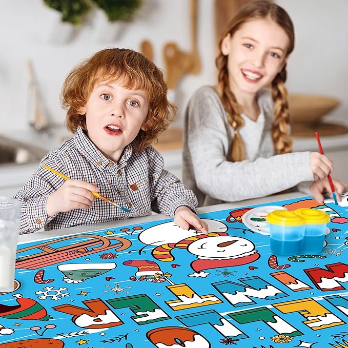 OHOME Winter Giant Coloring Poster/Tablecloth-Winter Decorations - 30 x 72 Inches Jumbo Coloring Banner Kids Crafts Gifts Activities Decor Party Decorations