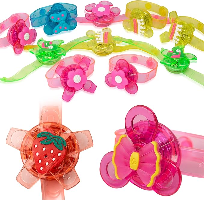 PROLOSO Light Up Bracelet LED Party Favors with Gyroscope Cheap Stocking Stuffers Toys for Kids Prizes Glow in The Dark Party Supplies Bulk (20 pcs)