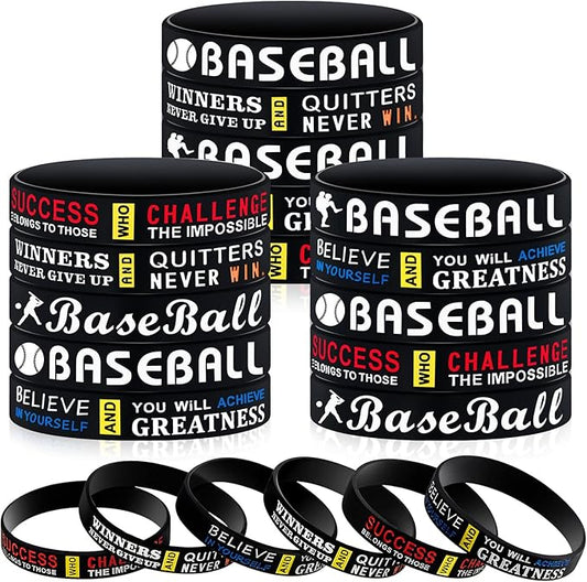 Deekin 36 Pcs Baseball Motivational Silicone Wristband Baseball Bracelets Baseball Party Favors Baseball Gifts Sports Prizes Birthday Party Supplies Goodie Bag Stuffers Carnival Events, 3 Style