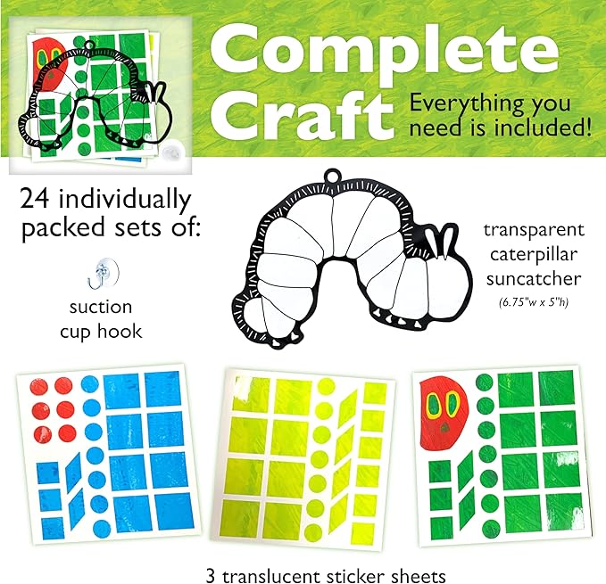 Creativity for Kids The Very Hungry Caterpillar Party Supplies: Sticker Suncatchers - 24 Birthday Party Favors, Toddler Party Favors for Kids Ages 3-5+, Kids Toys Bulk