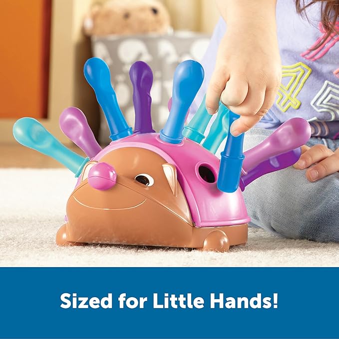Learning Resources Spike The Fine Motor Hedgehog Pink - 14 Pieces, Ages 18+ months Fine Motor and Sensory Toy, Educational Toys for Toddlers, Montessori Toys