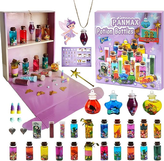 PANMAX Fairy Mixies Potion Kits for Kids,22pcs Potion Fairy Bottles,Potions Making Craft Kit,Creativity Art Toy for Girls, Fun Birthday Gift Toys for Girl 6 7 8 9 10+