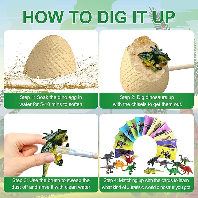 EARTH'SCODE Dinosaur Eggs, 12 Pcs Dino Eggs Excavation Dig Kit, Dinosaur Toys for Dinosaur Party Gifts for Kids 6-12 Years Old