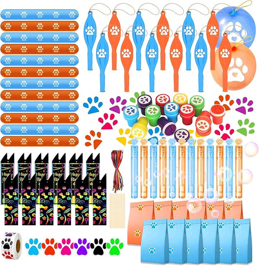Dog Paw Party Favors for Kids, 97PCS Paw Print Party Supply Set for for Goodie Bag Filler, Treasure Box, Classroom Rewards, Carnival Prizes, Pinata Stuffers, Christmas gifts for Boys and Girls
