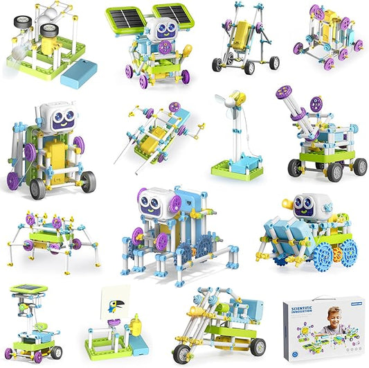 Science Robotics Kit with Solar Panel Sensor Fan Lamp Accessories, Educational STEM Robot Building Toys Projects for Kids, DIY Science Experiments Engineering Kit Gifts for Boys Girls Age 6+