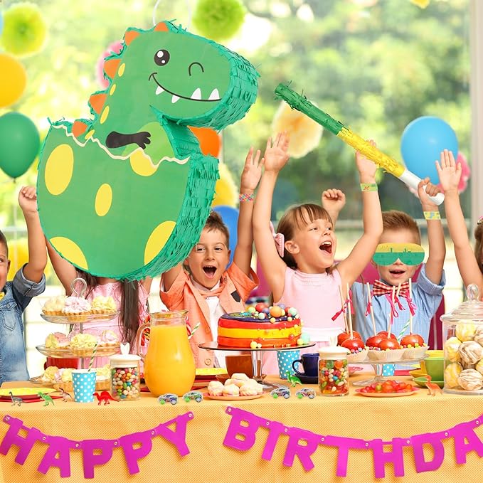 PATIO CHOICE 133 PCS Dinosaur Piñata Set for Birthday Party Include Dinosaur Piñata Stick and Blindfold Dinosaur Party Favors for Boys and Girls, as Party Carnivals Festivals Decorations