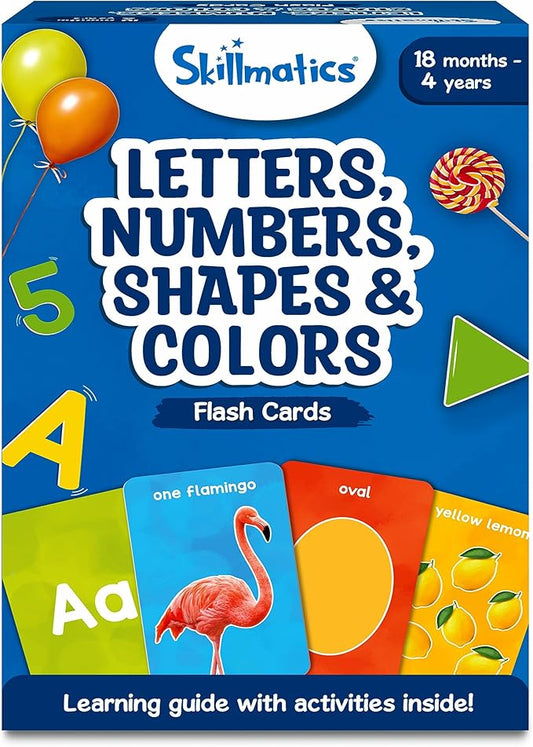 Skillmatics Thick Flash Cards for Toddlers - Letters, Numbers, Shapes & Colors, Montessori Toys & Games, Preschool Learning Activities, Gifts for Kids Ages 1, 2, 3, 4 Years