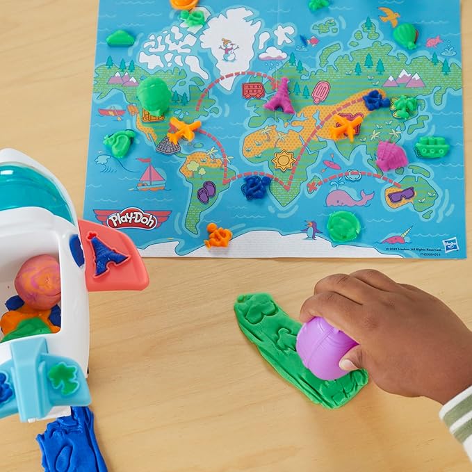Play-Doh Airplane Explorer Starter Set, Preschool Toys for 3 Year Old Girls & Boys & Up with Jet, World Map Playmat, 3 Accessories, & 4 Modeling Compound Colors