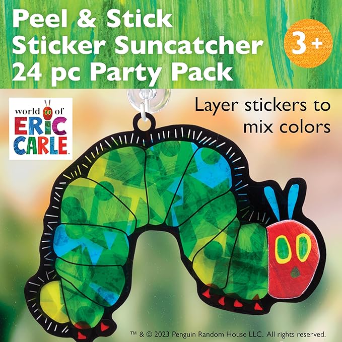 Creativity for Kids The Very Hungry Caterpillar Party Supplies: Sticker Suncatchers - 24 Birthday Party Favors, Toddler Party Favors for Kids Ages 3-5+, Kids Toys Bulk