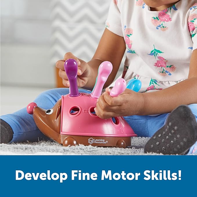 Learning Resources Spike The Fine Motor Hedgehog Pink - 14 Pieces, Ages 18+ months Fine Motor and Sensory Toy, Educational Toys for Toddlers, Montessori Toys