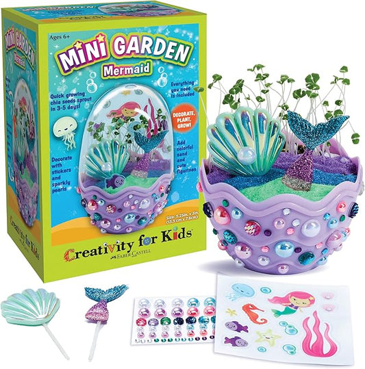 Creativity for Kids Mini Garden: Mermaid Terrarium Kit - Mermaid Gifts for Girls, Crafts for Kids and Mermaid Toys Ages 6-8+, Stocking Stuffers for Kids