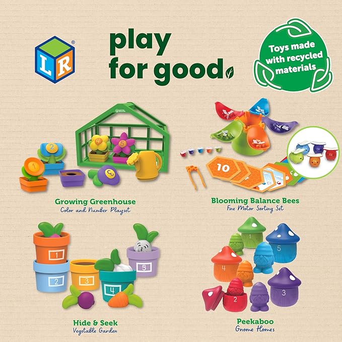 Learning Resources Peekaboo Gnome Homes,15 Pieces, Ages 18 Month+, Preschool Learning Activities, Toddler Learning Toys 2-4, Montessori Toys