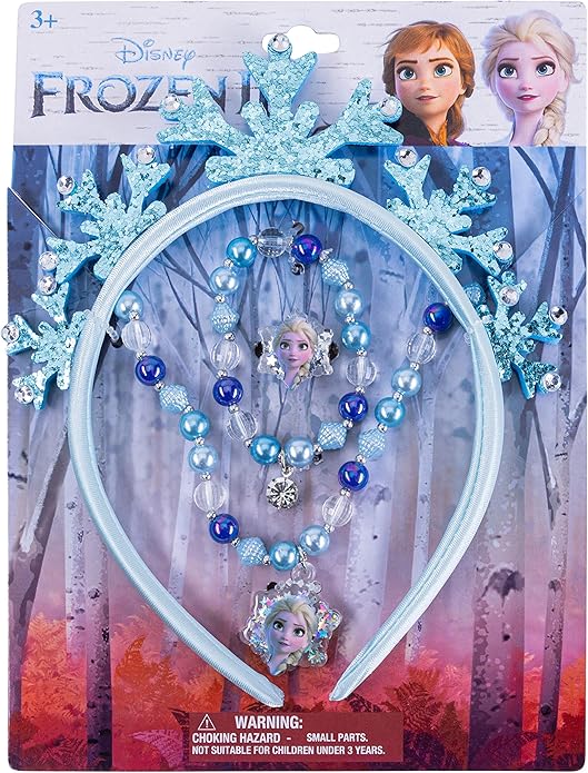 LUV HER Frozen Princess Dress Up Accessory Set - Jewelry Set - Princess Elsa Tiara Set - Giftable Box - Birthday Gifts For Girls - Holidays Gift - Girl Toys Dress Up Kit - Ages 3+
