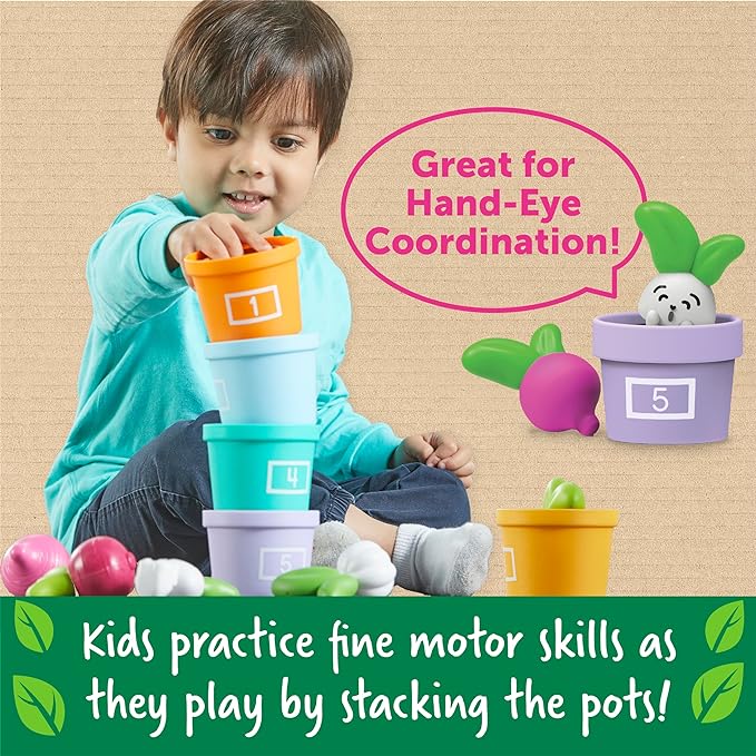 Learning Resources Hide & Seek Vegetable Garden , Preschool Learning Activities, Montessori Toys, Sustainable Toys, Easter Gifts, Ages 18 Months+, 10 Pieces