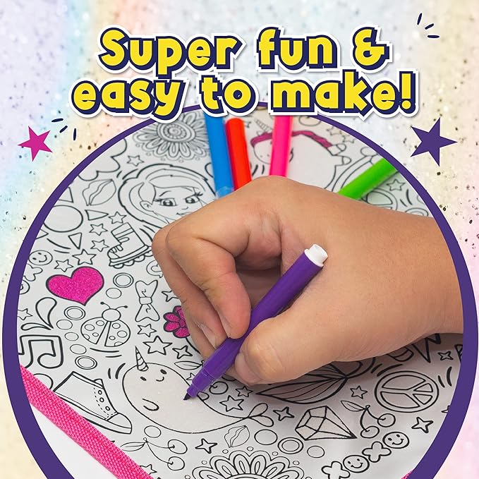 PURPLE LADYBUG Color Your Own Bag with 6 Markers Craft Set - Unique Mermaid Crafts for Girls Ages 6-8 & Mermaid Gifts for Girls, Craft Kits for Girls Ages 6-8, Girls Valentines Easter Gifts for Kids