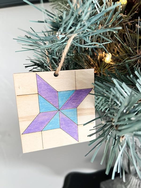 Pack of 4 Barn Quilt Kit Pattern DIY Unfinished Craft Kit, Wooden Wall Decor to Paint Small Squares Craft Set (3 inches, Friendship Star) AVTRBoutique
