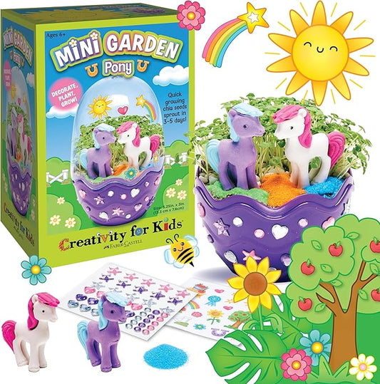 Creativity for Kids Mini Garden: Pony Terrarium Kit - Horse Gifts for Girls, Crafts for Kids and Girl Toys Ages 6-8+, Easter Basket and Birthday Gift Ideas for Girls