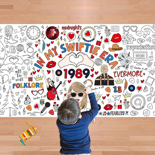 OHOME Taylor Giant Coloring Poster/Tablecloth - Taylor Birthday Decorations - 30 x 72 Inches Jumbo Coloring Banner Kids Crafts Activities Decor Party Favors Decorations - Taylor Merch Gifts for Girls