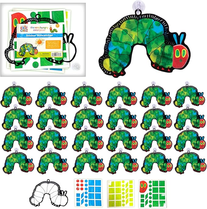 Creativity for Kids The Very Hungry Caterpillar Party Supplies: Sticker Suncatchers - 24 Birthday Party Favors, Toddler Party Favors for Kids Ages 3-5+, Kids Toys Bulk