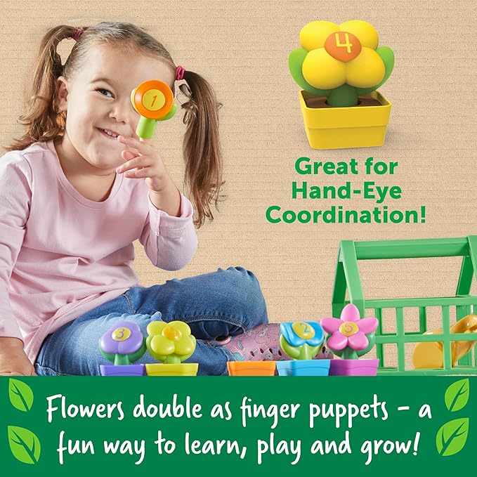 Learning Resources Growing Greenhouse Color & Number Playset,Preschool Learning Activities, Fine Motor Skills Toys, Ages 18 Month+ ,Easter Basket Stuffers
