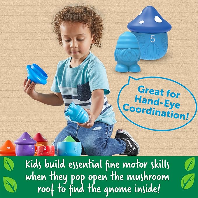 Learning Resources Peekaboo Gnome Homes,15 Pieces, Ages 18 Month+, Preschool Learning Activities, Toddler Learning Toys 2-4, Montessori Toys